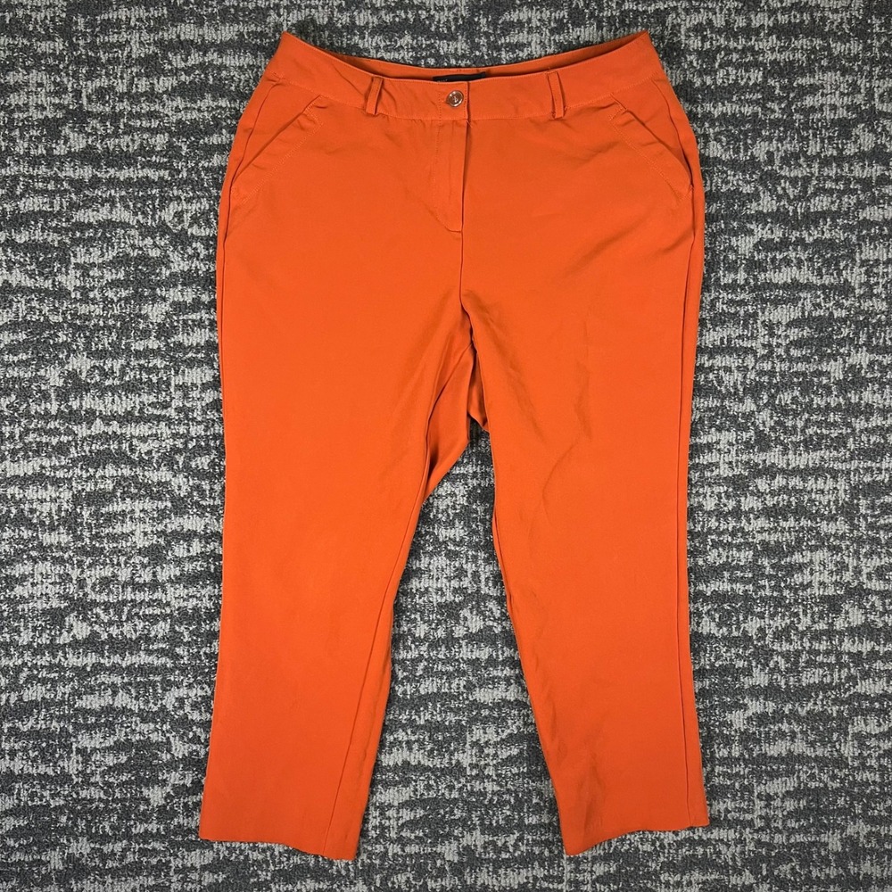 New York & Company Dress Pants Womens 14 Orange Tapered Stretch Business Casual